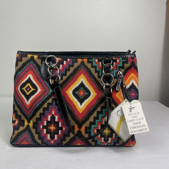 Cleto Concealed Carry Purse Shoulder Bag Protection Aztec Geometric Boho Artsy - Picture 4 of 13